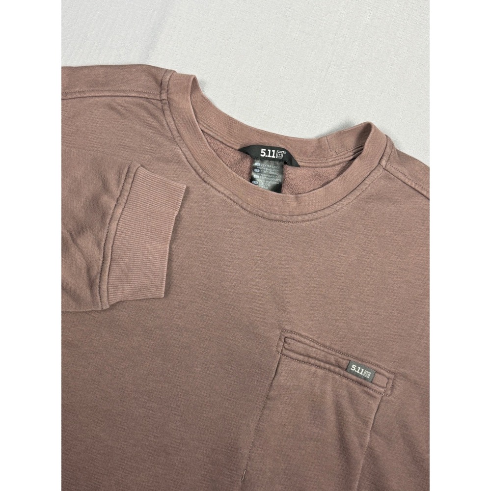 5.11 Tactical Mens 2XL Crewneck Sweatshirt Mauve Brown Fleece Chest Pocket 2XL